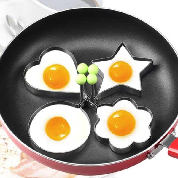 Egg Shaper Frying Pan for Cooking | Stainles Steel Omelette Pancake Shaper | Egg Molds 4 Pcs Set For Kitchen Frying Eggs Tools