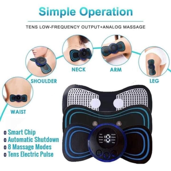 USB Rechargable Butterfly Portable Neck & Body Massager - Smart Fitness Training Gear with 6 Modes - Muscle Trainer Toning Belts - Image 2