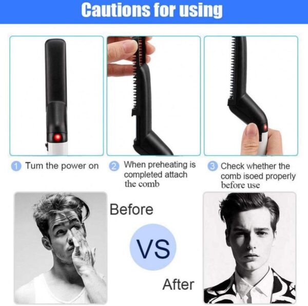 Men's Electric Multifunctional Beard / Hair Straightener Comb - Man Electric Hair Styling Comb - Image 2