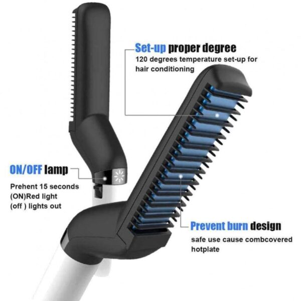 Men's Electric Multifunctional Beard / Hair Straightener Comb - Man Electric Hair Styling Comb - Image 3