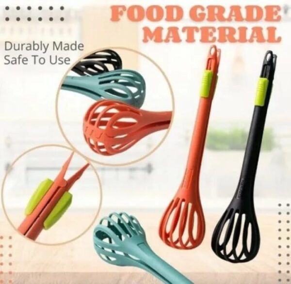 Kitchen Tongs Nylon Egg Whisk Beater - Egg Clip | Noodles Scoop Food Clamp Spoon - Image 5