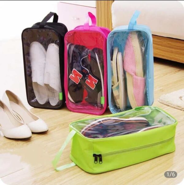 Home/Travel Shoes Organizer Bag with Clear Window and Zipper | Portable Dustproof Shoe Bag