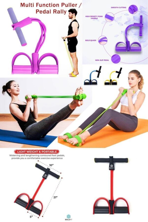 Silicone Tummy Trimmer Resistance Bands with Pedal - Elastic Pull Rope for Home and Gym Workouts - Image 4