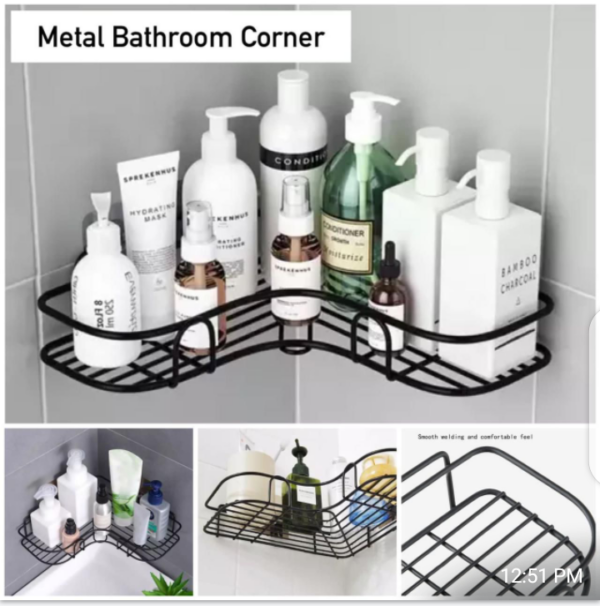 Self Adhesive Corner Racks for Kitchen and Bathroom - Wall Mounted Corner Shelf - Image 3