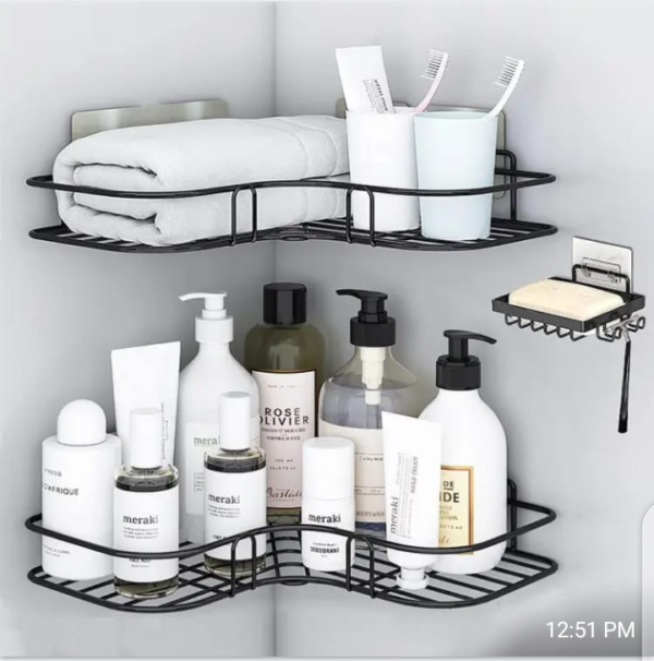 Self Adhesive Corner Racks for Kitchen and Bathroom - Wall Mounted Corner Shelf - Image 6