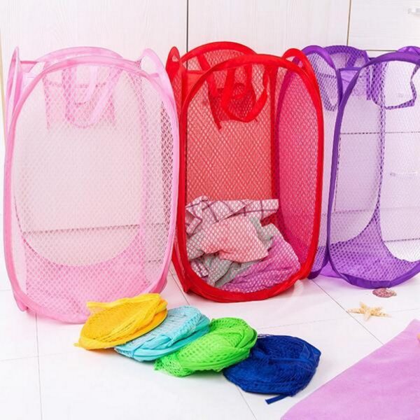 Foldable Laundry Basket Clothes Storage Bag | Mesh Folding Popup Laundry Hamper | Bin Hamper Storage Home Organization