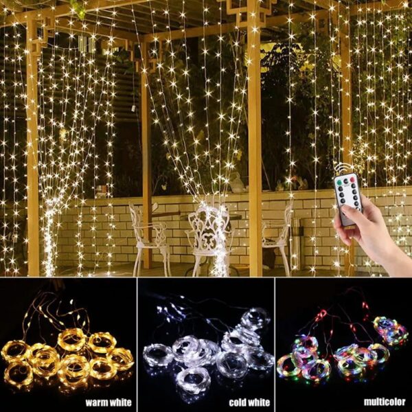 Curtain String Light Remote Control USB Powered for Party & Home Decorations - Image 4