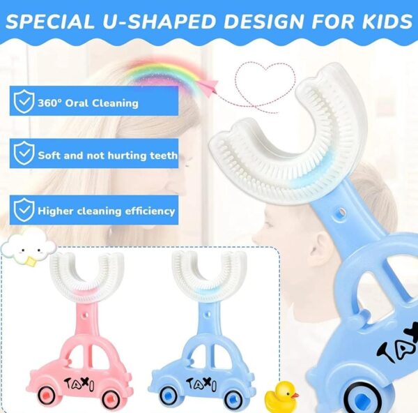 360 Degrees Taxi Style Children U-Shaped Tooth Brush in Different Colors - Image 2