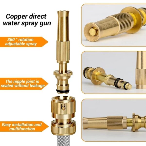 Adjustable Powerful Water Nozzle Garden & Car Spray | High Pressure Brass Direct Nozzle Booster | Hose Nozzle Garden Brass Spray Nozzle  - Image 5