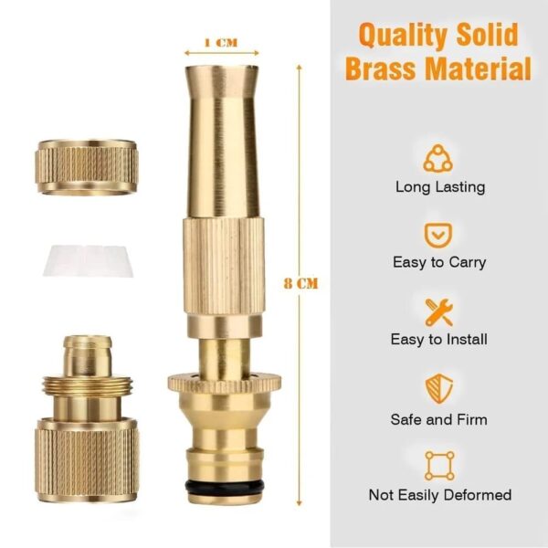 Adjustable Powerful Water Nozzle Garden & Car Spray | High Pressure Brass Direct Nozzle Booster | Hose Nozzle Garden Brass Spray Nozzle  - Image 6