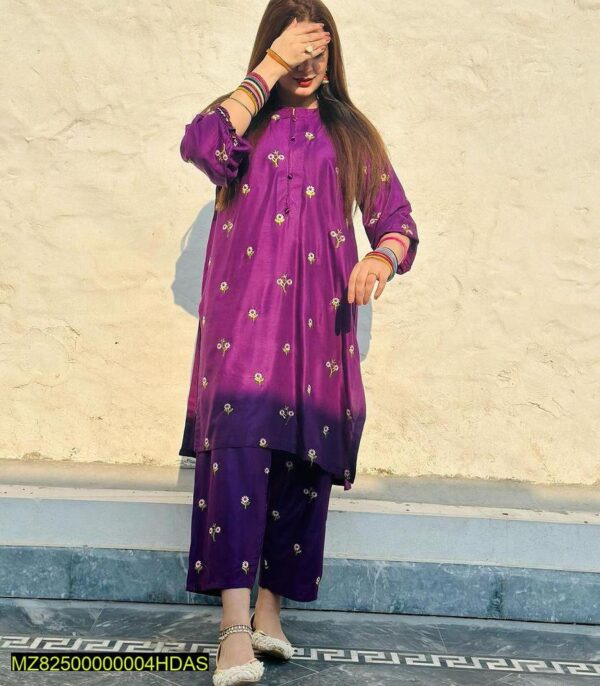 2 Pcs Stitched Arabic Lawn Printed Suit - Image 4