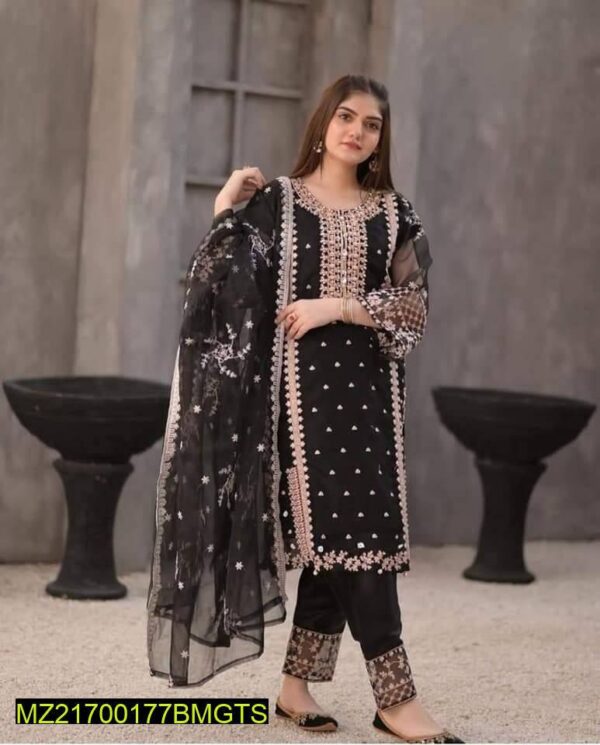 3Pc Stitched Embroidered Organza Suit