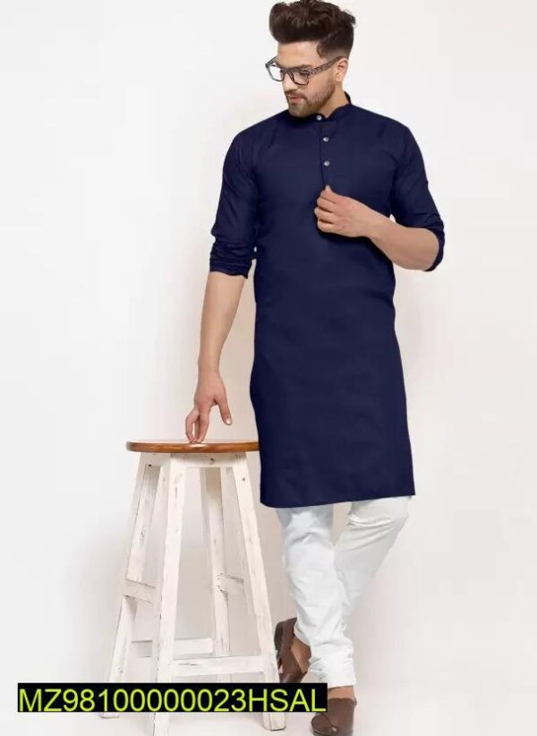 2 Pcs Men's Stitched - Cotton Plain Kurta Pajama