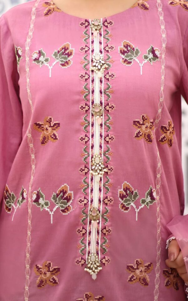 03 Piece Unstitched Lawn Embroidered Suit