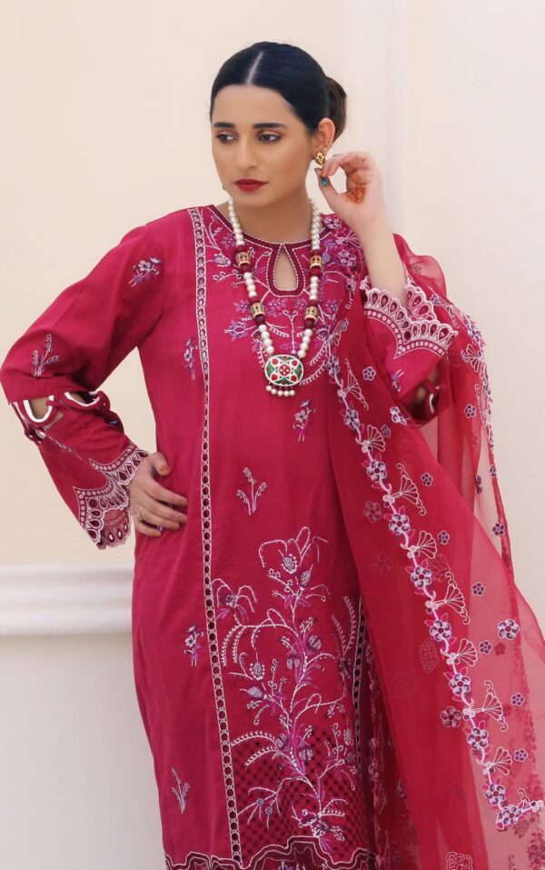 03 Piece Unstitched Lawn Embroidered Suit - Image 4