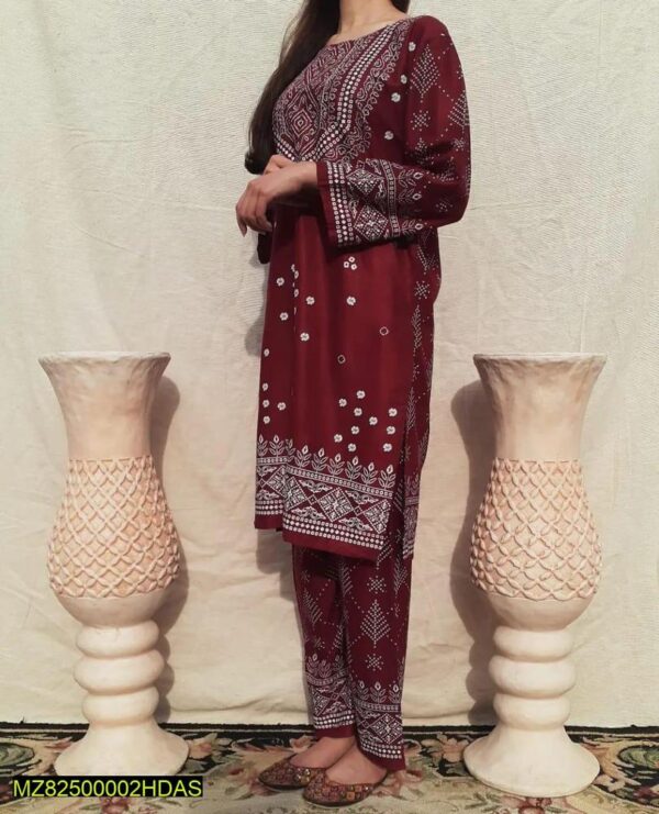 2 Pcs Stitched Lawn Embroidered Shirt And Trouser - Image 2