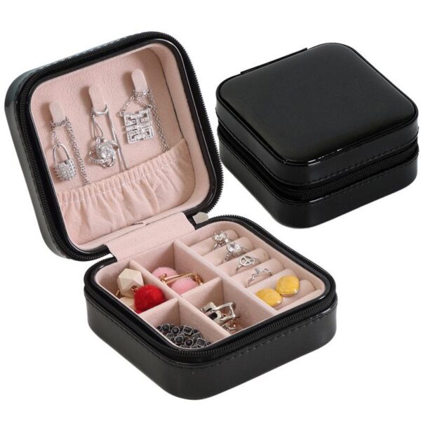 PU Leather Jewellery Organizer Box with Zipper || Ear Rings & Necklace_Bracelets Storage Box/Holder - Image 10