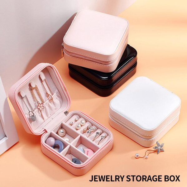 PU Leather Jewellery Organizer Box with Zipper || Ear Rings & Necklace_Bracelets Storage Box/Holder - Image 8