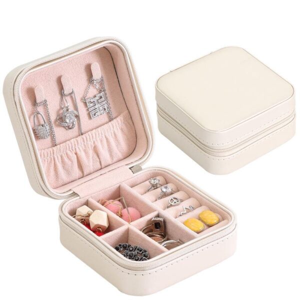 PU Leather Jewellery Organizer Box with Zipper || Ear Rings & Necklace_Bracelets Storage Box/Holder - Image 11