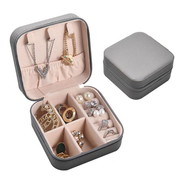 PU Leather Jewellery Organizer Box with Zipper || Ear Rings & Necklace_Bracelets Storage Box/Holder - Image 9