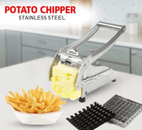 2 Blades Stainless Steel Potato Vegetable Slicer French Fry Cutter & Chips Cutter