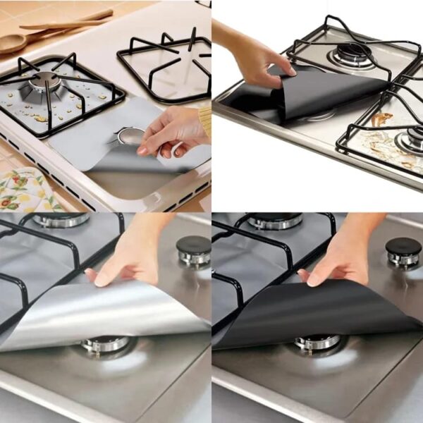 4 Pcs Stove Protection Sheet || Reusable Easy Clean Gas Stove Top Burner Protection Pad