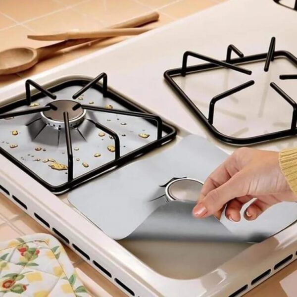 4 Pcs Stove Protection Sheet || Reusable Easy Clean Gas Stove Top Burner Protection Pad - Image 2