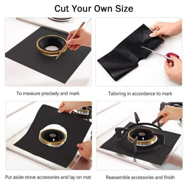 4 Pcs Stove Protection Sheet || Reusable Easy Clean Gas Stove Top Burner Protection Pad - Image 3