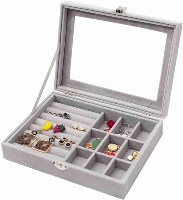 Velvet Rings & Earrings Organizer Storage Box - Image 5