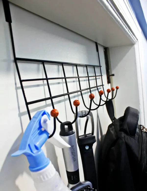 Over The Door Meetal Hanger with 7 Hooks || Multipurpose Hook Organizer, Hanging Storage Rack - Image 5