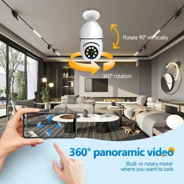 WIFI PTZ Bulb Camera v380 pro | Security Camera Panoramic WiFi Camera with Auto Tracking