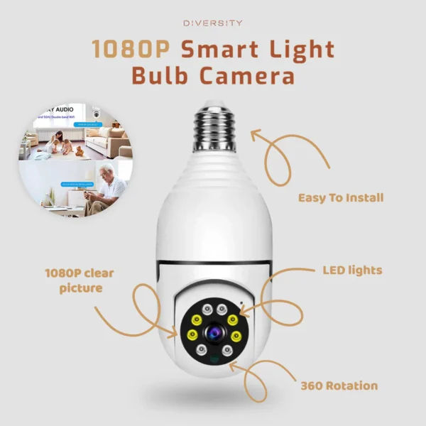 WIFI PTZ Bulb Camera v380 pro | Security Camera Panoramic WiFi Camera with Auto Tracking - Image 12