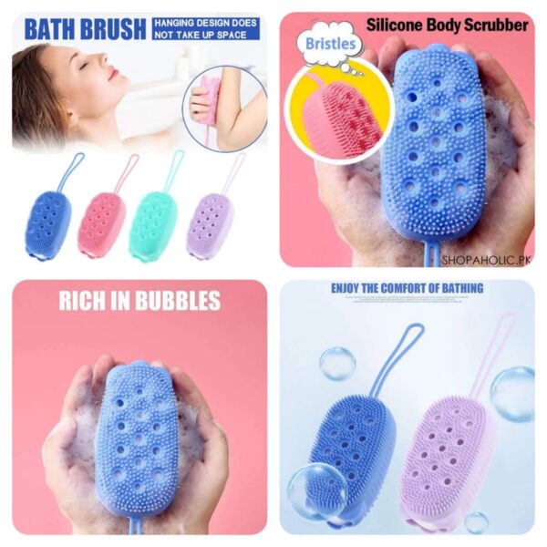 Silicone Double-Sided Scrubber Bath Sponge || 2 in 1 Exfoliating Body Brush - Image 3