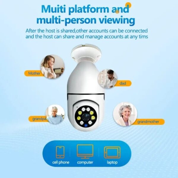 WIFI PTZ Bulb Camera v380 pro | Security Camera Panoramic WiFi Camera with Auto Tracking - Image 5