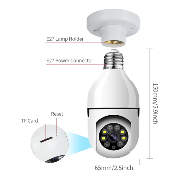 WIFI PTZ Bulb Camera v380 pro | Security Camera Panoramic WiFi Camera with Auto Tracking - Image 9