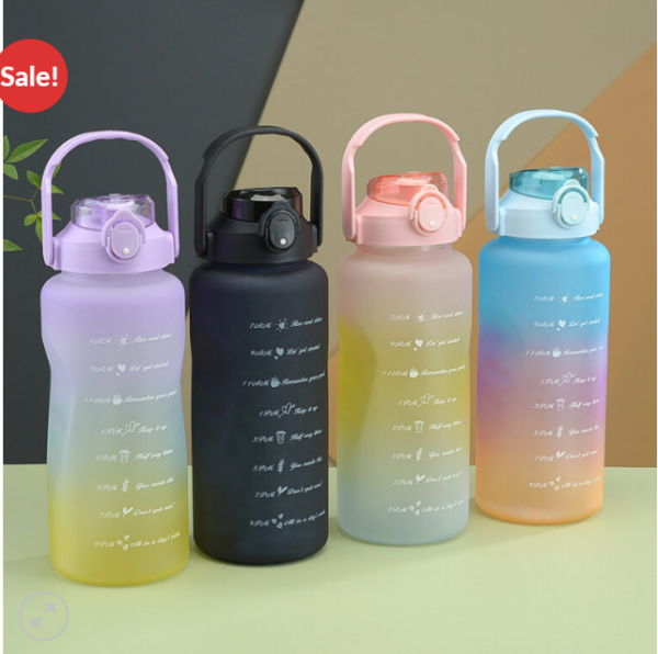 3-PCS Motivational Sports Water Bottle - Large Capacity with Straw – Colorful and Portable - Image 4