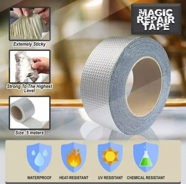 Super Strong Waterproof Butyl Aluminum Rubber Foil Tape Stop Leaks Seal Repair