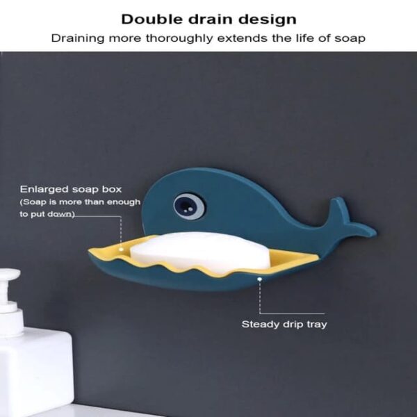 Sticky Self-Adhesive Wall-Mount Plastic Soap Dish (Fish Shape) - Image 2