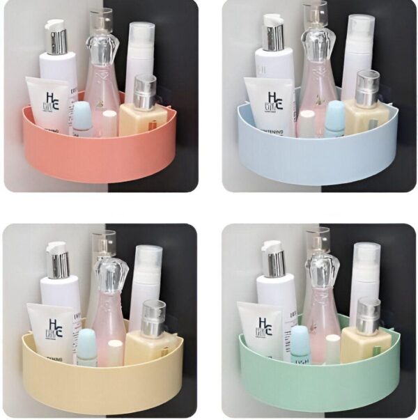 Plastic Wall Mount Triangle Shape Corner Shelf for Bathroom Kitchen