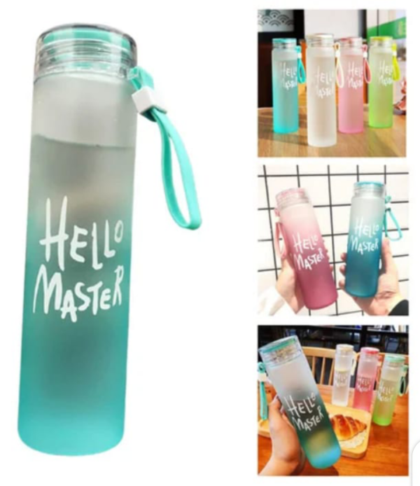 Hello Master Crystal Glass 480ML Water Bottle and Plastic LID with Box - Image 2