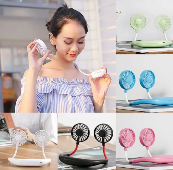 USB Chargeable 3-Speed Adjustable Mini Double Fans | Headphone Design Wearable Neckband