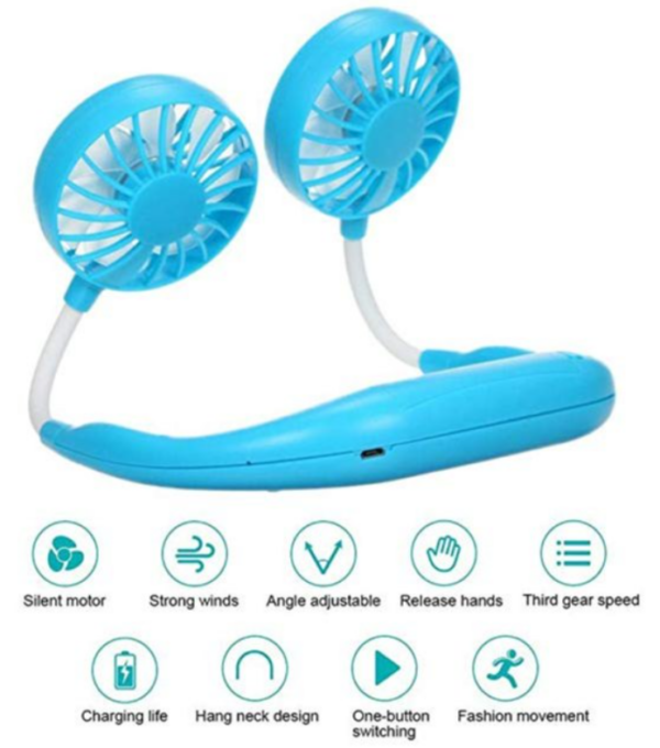 USB Chargeable 3-Speed Adjustable Mini Double Fans | Headphone Design Wearable Neckband - Image 5