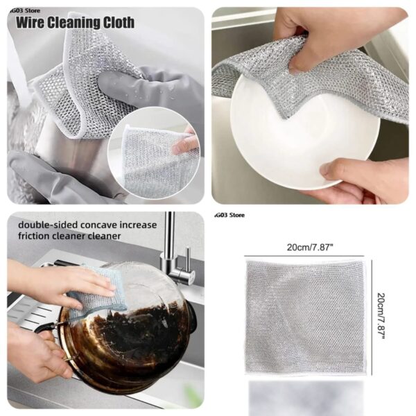 5 pcs Metal Wire Dish Washing Cloths - Reusable Cleaning Rags for Kitchen, Dishes, Counters