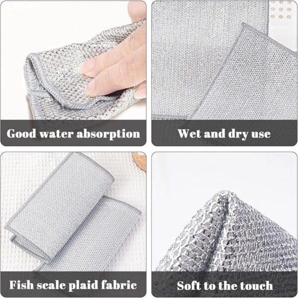 5 pcs Metal Wire Dish Washing Cloths - Reusable Cleaning Rags for Kitchen, Dishes, Counters - Image 5