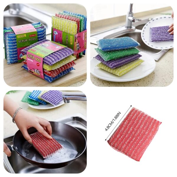 4Pcs Kitchen Dishwashing Sponge || Pot Cleaning Cloth Thickened, Durable, and Non falling Slag