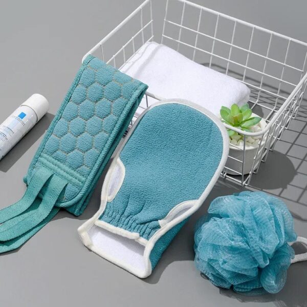 3pcs Bath Body Cleaning Scrubber Set || Bath Sponge Mesh Exfoliating Shower - Image 4