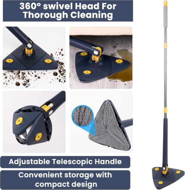 360° Rotatable Cleaning Mops With Twist Squeeze - Adjustable Extendable Long Handle Mop - Image 6