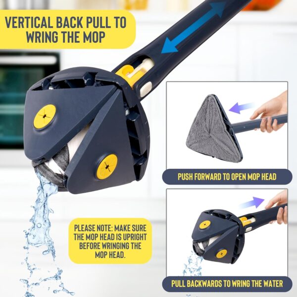 360° Rotatable Cleaning Mops With Twist Squeeze - Adjustable Extendable Long Handle Mop - Image 2