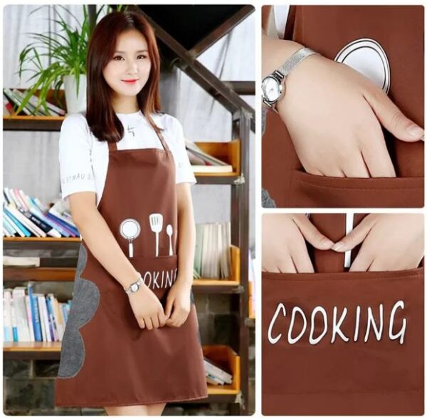 Waterproof Kitchen Apron with Hand Wipe Pockets - Image 2