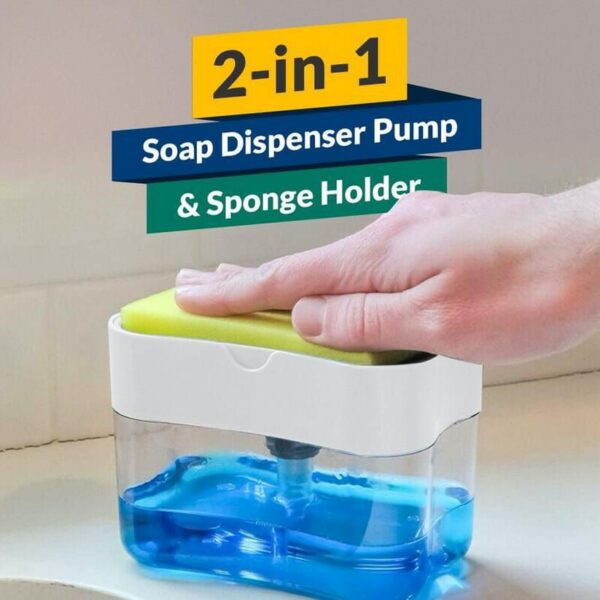 2-in-1 Pump Soap Dispenser and Sponge Caddy For Dish